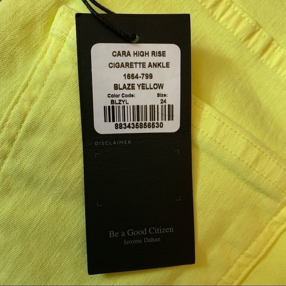 CofH Cara High Rise Cigarette Jeans in Neon Blaze Yellow Size 24 - Picture 13 of 16